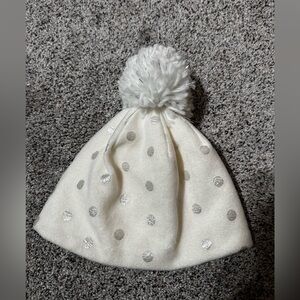 GAP Kids White Beanie with Silver Dots L/XL Mint Condition